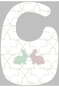 Hop074 - Bunny and bunnies Quilted Bib